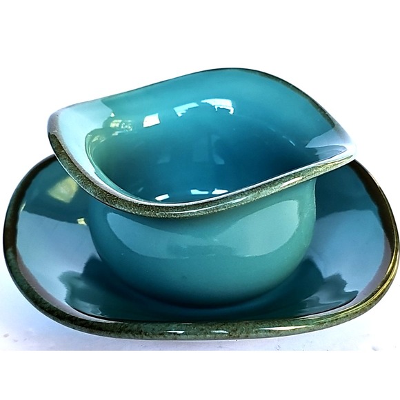 Southern Living Other - Southern Living Tuscan Tidbit Bowl and Saucer Set Turquoise Teal Blue Aqua‎ 1660